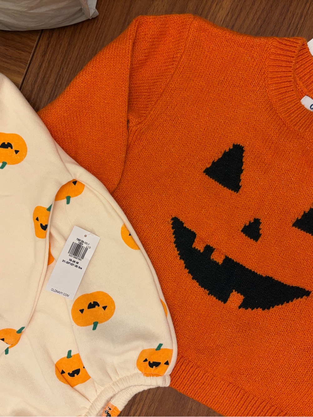 Halloween Bundle NWT Jack-O'-Lantern 2T Sweater & Pumpkin Romper 24m